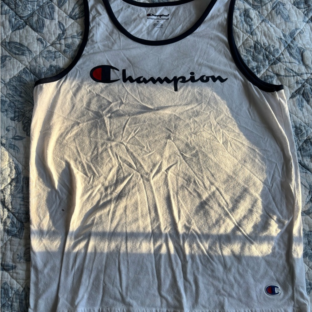 Champion White Tank Top with Black Trim